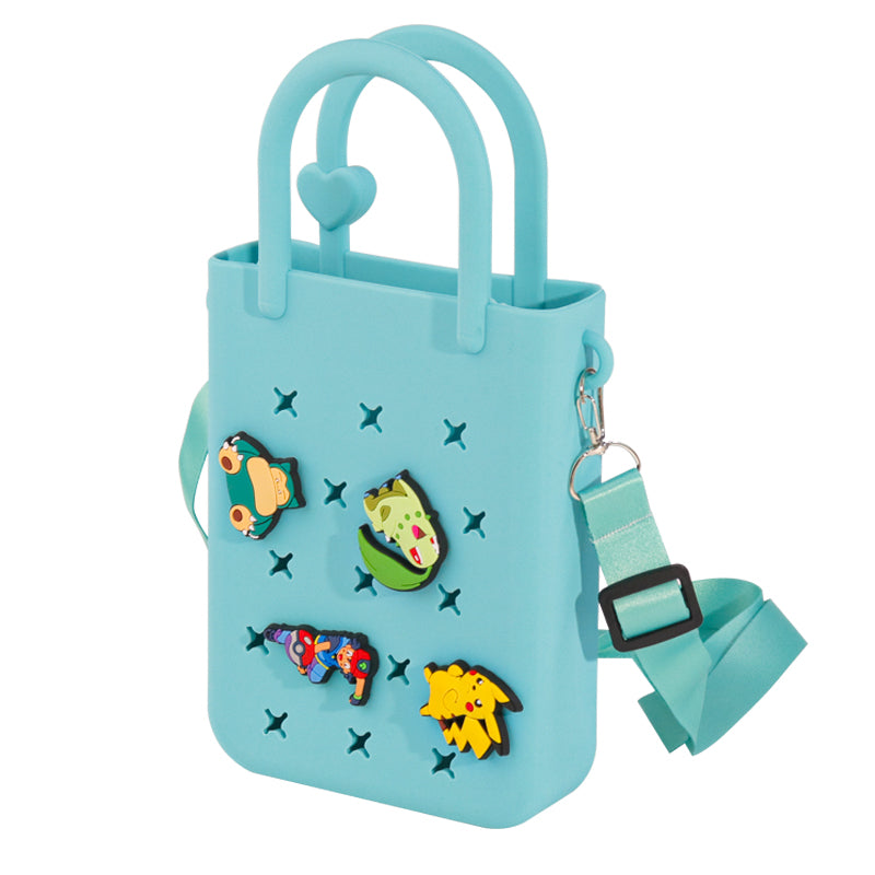 Trendy Color-Block DIY Silicone Crossbody Tote – Phone Organizer & Beach Vacation Bag