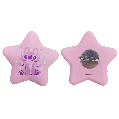 Disney Stitch Star-Shaped Glow-in-the-Dark LED Badges – Cute Luminous Character Pins, USB Rechargeable Night Light Accessories