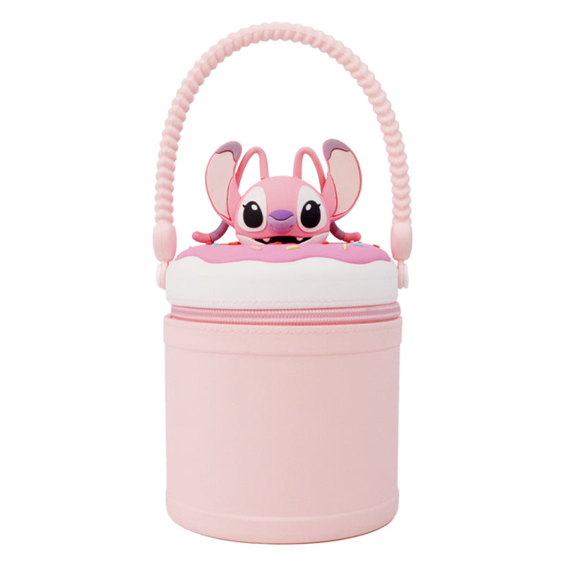 Official Disney Licensed Stitch & Angel Donut Silicone Storage Bag, Cute Mini Handbag for Girls